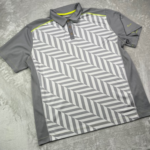 Nike Other - Nike Tour Performance Golf Polo Shirt Mens 2XL Grey Geometric Chevron Stretch